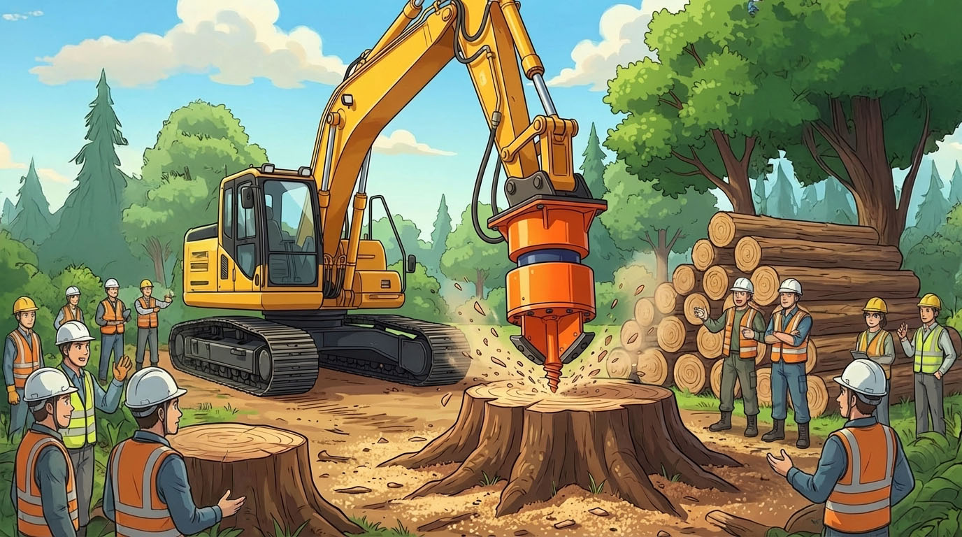 林業の切り株除去を一段レベルアップさせるDipperfoxスタンプクラッシャー｜現場デモから見る導入メリット